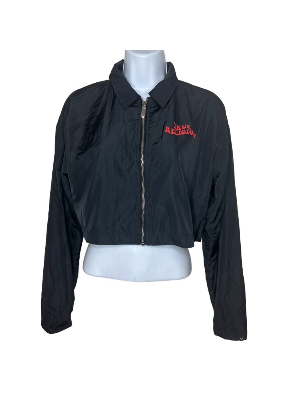 True Religion Women's Sz S Black Cropped Windbreaker Jacket (2019)